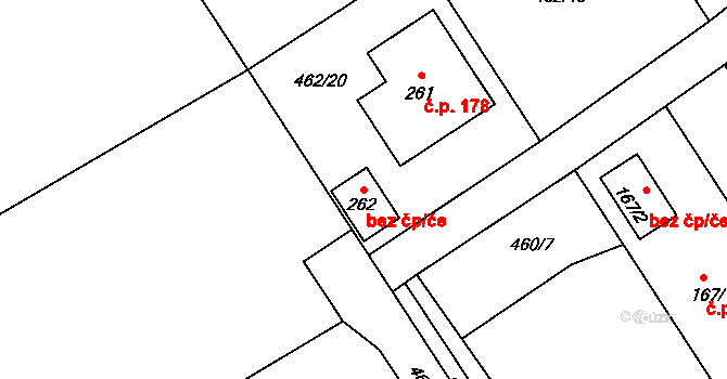 Semechnice 95005668 na parcele st. 262 v KÚ Semechnice, Katastrální mapa