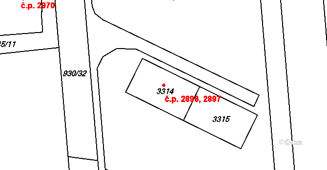 Havlíčkův Brod 2897,2898 na parcele st. 3314 v KÚ Havlíčkův Brod, Katastrální mapa