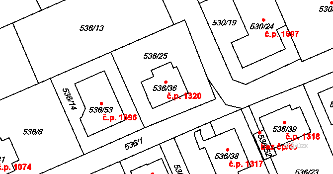 Chotěboř 1320 na parcele st. 536/36 v KÚ Chotěboř, Katastrální mapa
