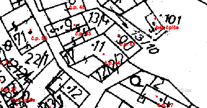 Řesanice 44, Kasejovice na parcele st. 11 v KÚ Řesanice, Katastrální mapa