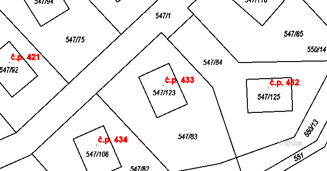 Lipno nad Vltavou 433 na parcele st. 547/123 v KÚ Lipno nad Vltavou, Katastrální mapa