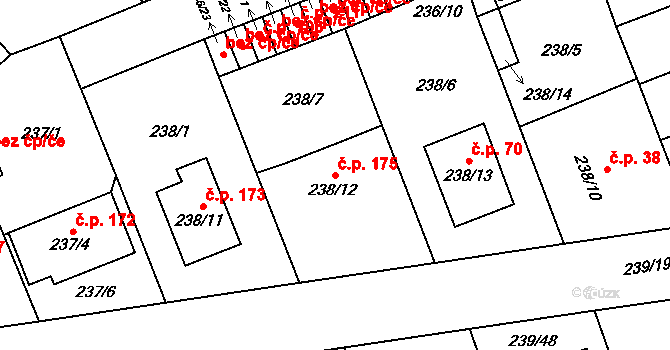 Přerov VIII-Henčlov 175, Přerov na parcele st. 238/12 v KÚ Henčlov, Katastrální mapa