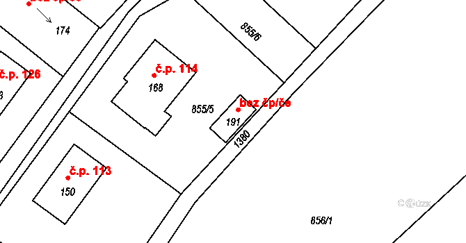 Jindřichův Hradec 115158669 na parcele st. 191 v KÚ Buk u Jindřichova Hradce, Katastrální mapa