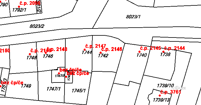 Mělník 2146 na parcele st. 1742/1 v KÚ Mělník, Katastrální mapa