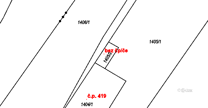 Lužná 118387669 na parcele st. 1405/2 v KÚ Lužná u Rakovníka, Katastrální mapa