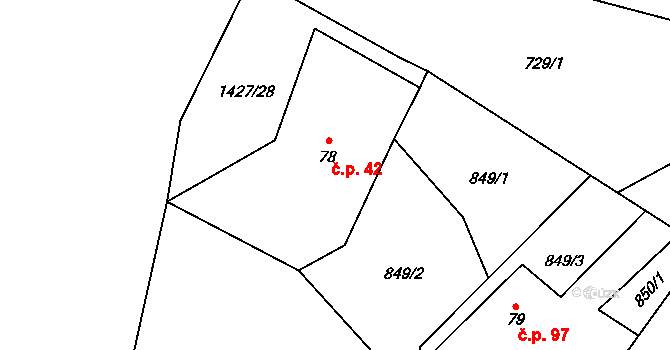 Příbram 42, Verneřice na parcele st. 78 v KÚ Příbram pod Bukovou horou, Katastrální mapa