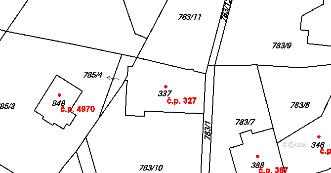Kokonín 327, Jablonec nad Nisou na parcele st. 337 v KÚ Kokonín, Katastrální mapa