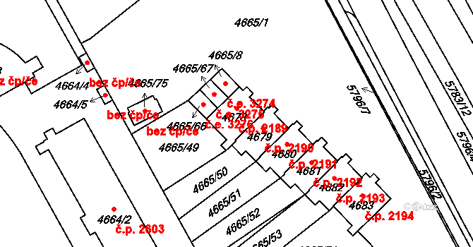 Jihlava 2189 na parcele st. 4678 v KÚ Jihlava, Katastrální mapa