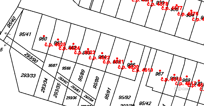 Jihlava 4621 na parcele st. 964 v KÚ Bedřichov u Jihlavy, Katastrální mapa