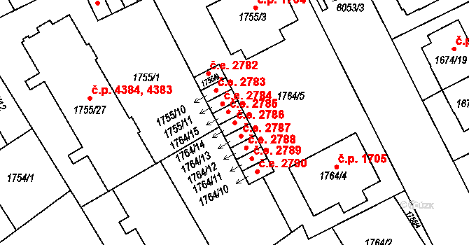 Jihlava 2786 na parcele st. 1764/14 v KÚ Jihlava, Katastrální mapa