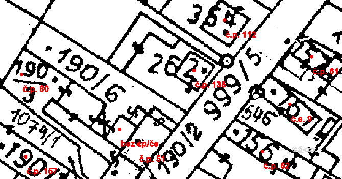 Vanovice 135, Všejany na parcele st. 262 v KÚ Všejany, Katastrální mapa