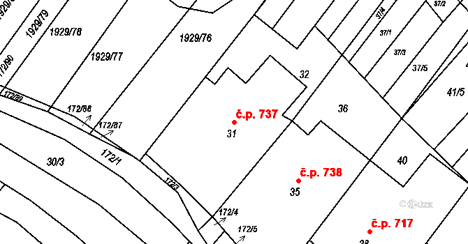 Ždánice 737 na parcele st. 31 v KÚ Ždánice, Katastrální mapa