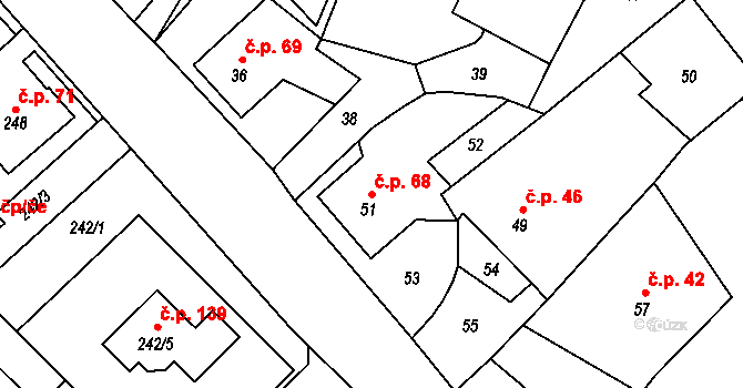 Edrovice 68, Rýmařov na parcele st. 51 v KÚ Edrovice, Katastrální mapa