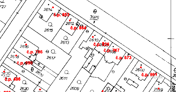 Poděbrady III 826, Poděbrady na parcele st. 2610 v KÚ Poděbrady, Katastrální mapa