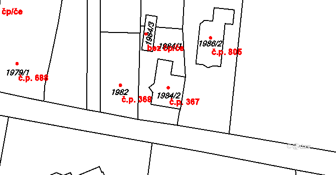 Skřečoň 367, Bohumín na parcele st. 1984/2 v KÚ Skřečoň, Katastrální mapa