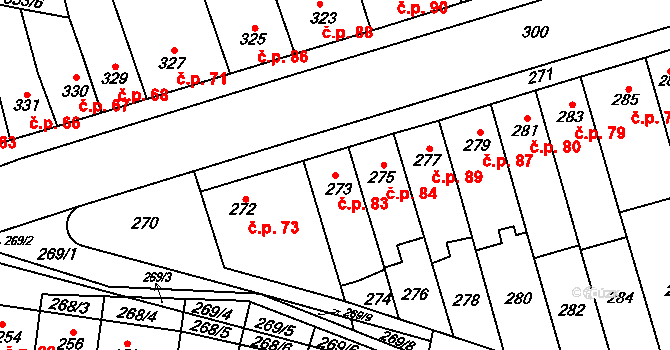 Holásky 83, Brno na parcele st. 273 v KÚ Holásky, Katastrální mapa