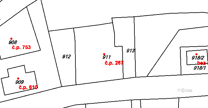 Smržovka 267 na parcele st. 911 v KÚ Smržovka, Katastrální mapa