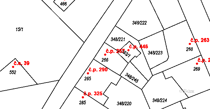 Černčice 257 na parcele st. 266 v KÚ Černčice u Loun, Katastrální mapa