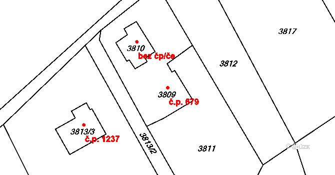 Jablunkov 679 na parcele st. 3809 v KÚ Jablunkov, Katastrální mapa