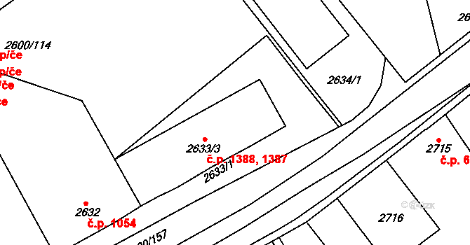 Turnov 1387,1388 na parcele st. 2633/3 v KÚ Turnov, Katastrální mapa