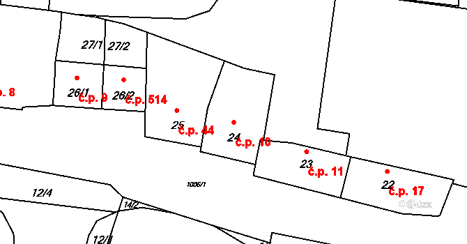 Hodkovičky 10, Praha na parcele st. 24 v KÚ Hodkovičky, Katastrální mapa