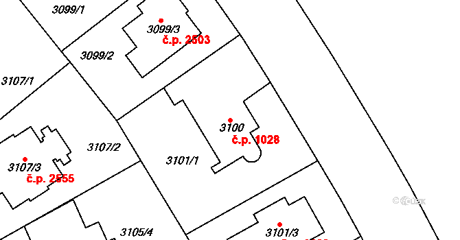 Dejvice 1028, Praha na parcele st. 3100 v KÚ Dejvice, Katastrální mapa