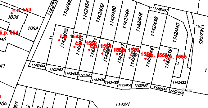 Řepy 1552, Praha na parcele st. 1142/449 v KÚ Řepy, Katastrální mapa