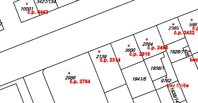 Hodonín 2314 na parcele st. 2139 v KÚ Hodonín, Katastrální mapa