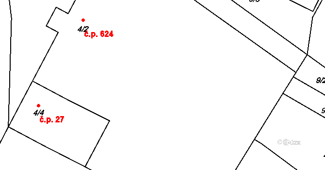 Hrotovice 624 na parcele st. 4/2 v KÚ Hrotovice, Katastrální mapa