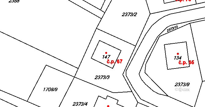 Řimovice 67 na parcele st. 147 v KÚ Řimovice, Katastrální mapa