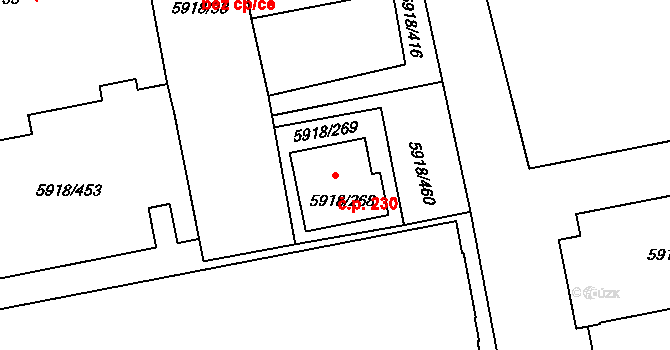 Kladno 230 na parcele st. 5918/268 v KÚ Kladno, Katastrální mapa
