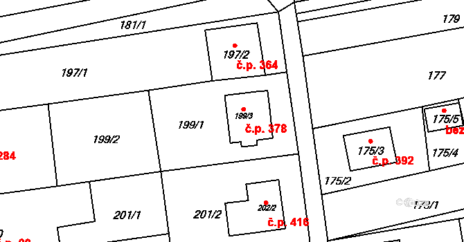 Viničné Šumice 378 na parcele st. 199/3 v KÚ Viničné Šumice, Katastrální mapa