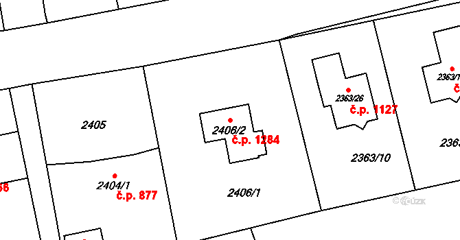 Dolní Lutyně 1284 na parcele st. 2406/2 v KÚ Dolní Lutyně, Katastrální mapa
