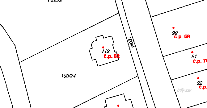 Hlivice 82, Medlov na parcele st. 112 v KÚ Hlivice, Katastrální mapa