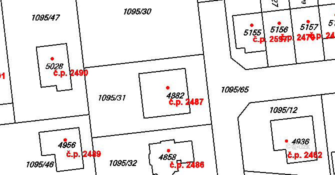 Nymburk 2487 na parcele st. 4882 v KÚ Nymburk, Katastrální mapa