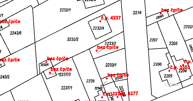 Chomutov 39088669 na parcele st. 2233/2 v KÚ Chomutov II, Katastrální mapa