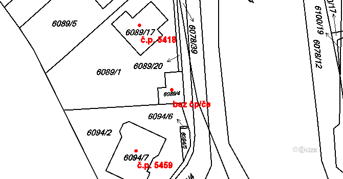 Chomutov 42351669 na parcele st. 6089/4 v KÚ Chomutov I, Katastrální mapa
