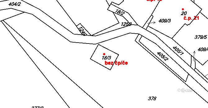 Chroboly 42779669 na parcele st. 18/3 v KÚ Rohanov u Prachatic, Katastrální mapa