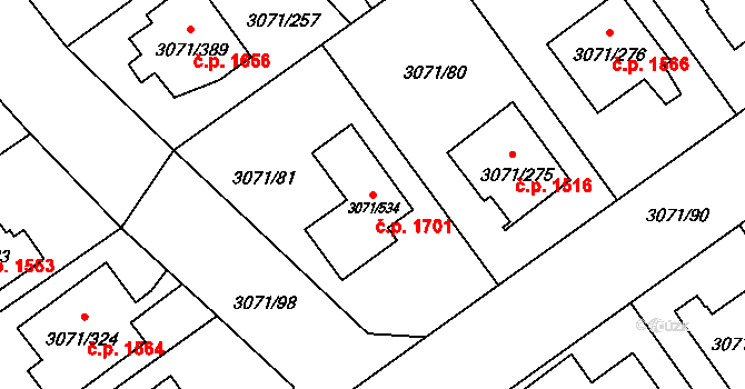 Hlučín 1701 na parcele st. 3071/534 v KÚ Hlučín, Katastrální mapa