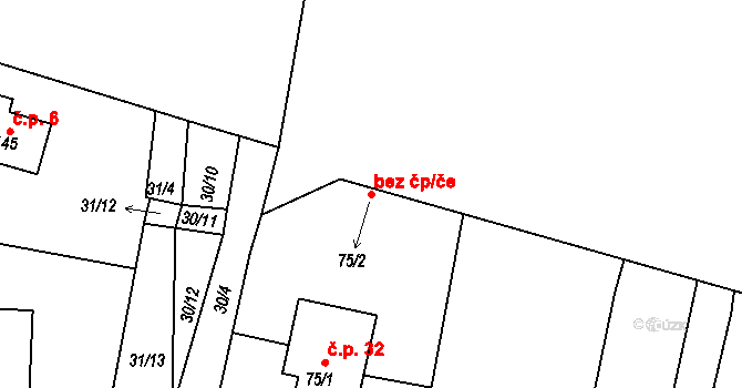 Čížová 48085669 na parcele st. 75/2 v KÚ Nová Ves u Čížové, Katastrální mapa