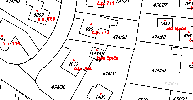 Vrchlabí 48108669 na parcele st. 1416 v KÚ Vrchlabí, Katastrální mapa