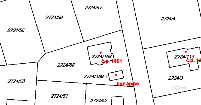 Kylešovice 1491, Opava na parcele st. 2724/168 v KÚ Kylešovice, Katastrální mapa