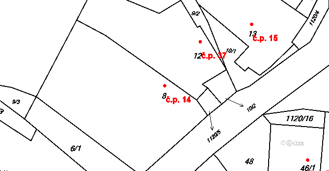 Oprechtice 14, Zahořany na parcele st. 8 v KÚ Oprechtice na Šumavě, Katastrální mapa