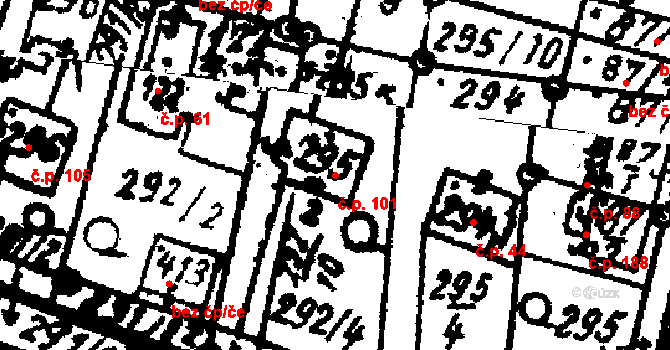 Velichovky 101 na parcele st. 295/2 v KÚ Velichovky, Katastrální mapa