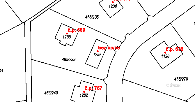 Psáry 83737669 na parcele st. 1256 v KÚ Dolní Jirčany, Katastrální mapa