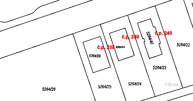 Cvrčovice 238 na parcele st. 5264/29 v KÚ Cvrčovice u Pohořelic, Katastrální mapa