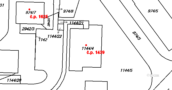 Rychnov nad Kněžnou 1439 na parcele st. 1144/4 v KÚ Rychnov nad Kněžnou, Katastrální mapa