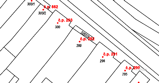 Velké Bílovice 292 na parcele st. 299 v KÚ Velké Bílovice, Katastrální mapa