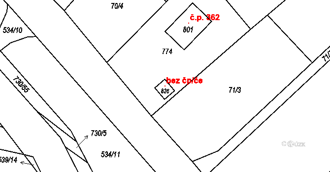Trnová 105892670 na parcele st. 826 v KÚ Trnová u Plzně, Katastrální mapa