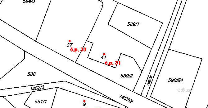 Oslnovice 31 na parcele st. 41 v KÚ Oslnovice, Katastrální mapa